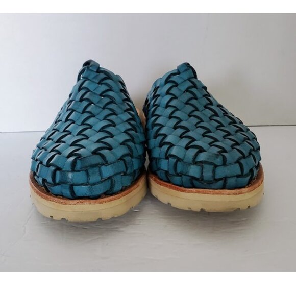 Huarache Mules by Brand X Huaraches Blue Handwoven Leather Size 6 Shoes Sandals - Picture 4 of 12